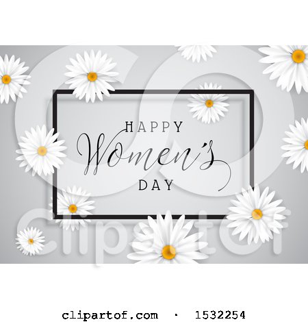 Clipart of a Happy Womens Day Design with Daisies - Royalty Free Vector Illustration by KJ Pargeter
