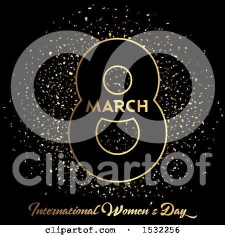 Clipart of a Happy Womens Day Design with Confetti on Black - Royalty Free Vector Illustration by KJ Pargeter