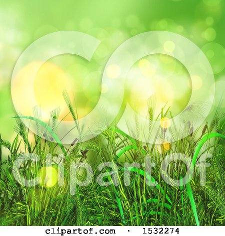 Clipart of a 3d Green Grass Background - Royalty Free Illustration by KJ Pargeter