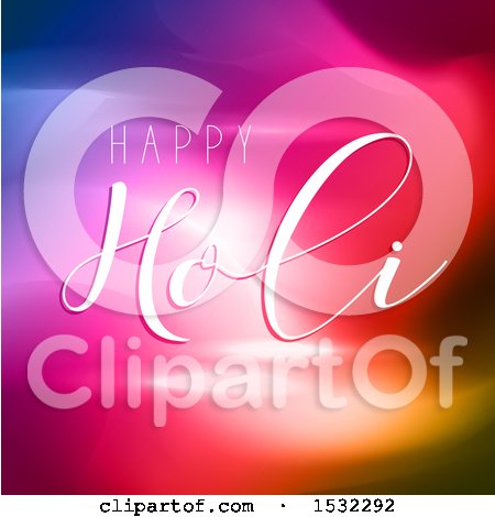 Clipart of a Happy Holi Greeting on a Colorful Background - Royalty Free Vector Illustration by KJ Pargeter