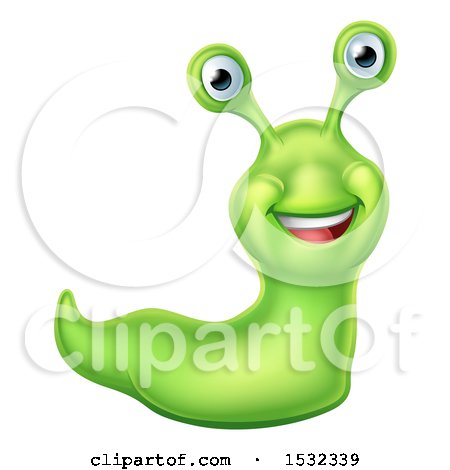 Clipart of a Happy Green Slug - Royalty Free Vector Illustration by AtStockIllustration