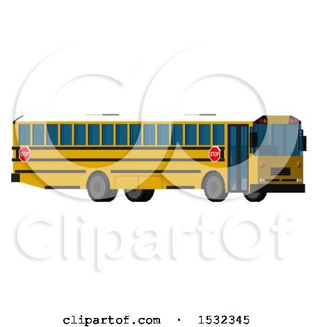 Clipart of a 3d Yellow School Bus - Royalty Free Illustration by Leo Blanchette