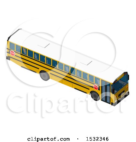 Clipart of a 3d Yellow School Bus from Above - Royalty Free Illustration by Leo Blanchette