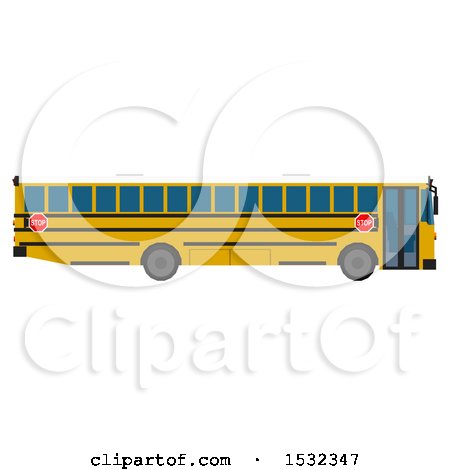 Clipart of a 3d Yellow School Bus from the Side - Royalty Free Illustration by Leo Blanchette