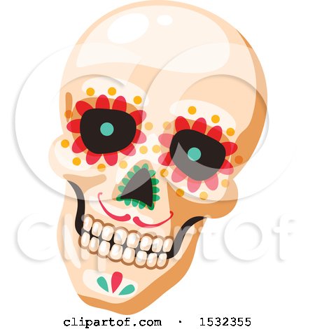Clipart of a Cinco De Mayo Mexican Skull Design - Royalty Free Vector Illustration by Vector Tradition SM