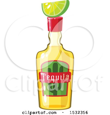 Clipart of a Cinco De Mayo Tequila Bottle with Lime - Royalty Free Vector Illustration by Vector Tradition SM