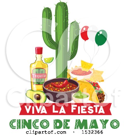 Clipart of a Cinco De Mayo Design with Mexican Food - Royalty Free Vector Illustration by Vector Tradition SM