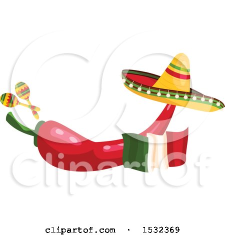 Clipart of a Cinco De Mayo Red Pepper Design - Royalty Free Vector Illustration by Vector Tradition SM
