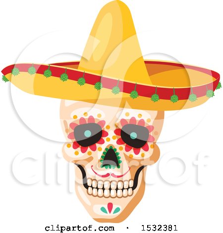 Clipart of a Cinco De Mayo Mexican Skull Design - Royalty Free Vector Illustration by Vector Tradition SM