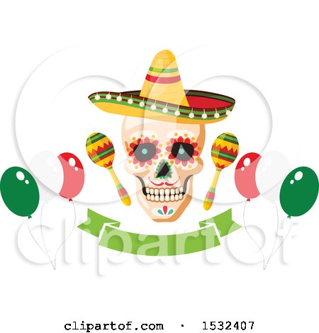 Clipart of a Cinco De Mayo Party Mexican Skull Design - Royalty Free Vector Illustration by Vector Tradition SM
