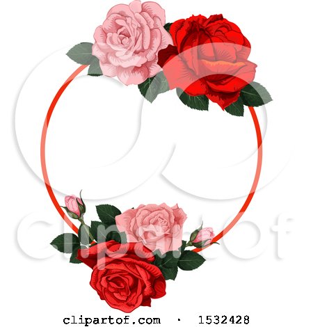 Clipart of a Red and Pink Rose Frame Design - Royalty Free Vector Illustration by Vector Tradition SM