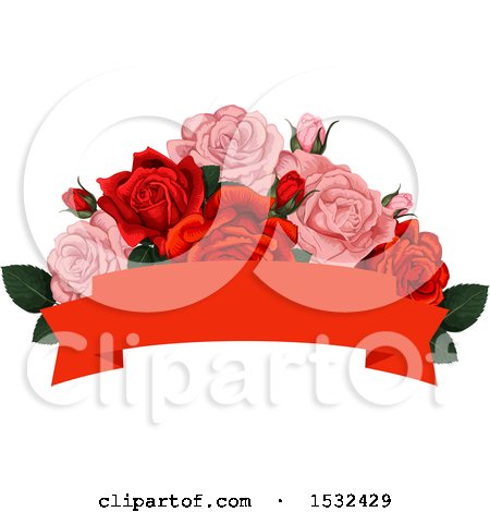 Clipart of a Red and Pink Rose Design - Royalty Free Vector Illustration by Vector Tradition SM