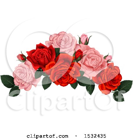 Clipart of a Red and Pink Rose Design - Royalty Free Vector Illustration by Vector Tradition SM