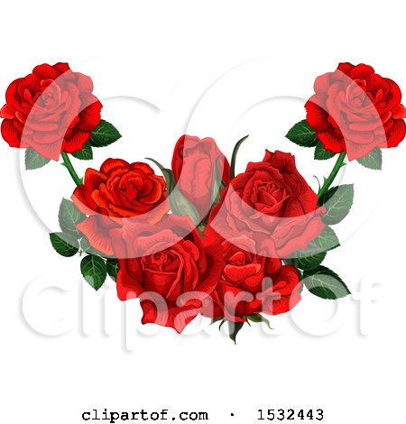 Clipart of a Heart Formed of Red Roses - Royalty Free Vector Illustration by Vector Tradition SM