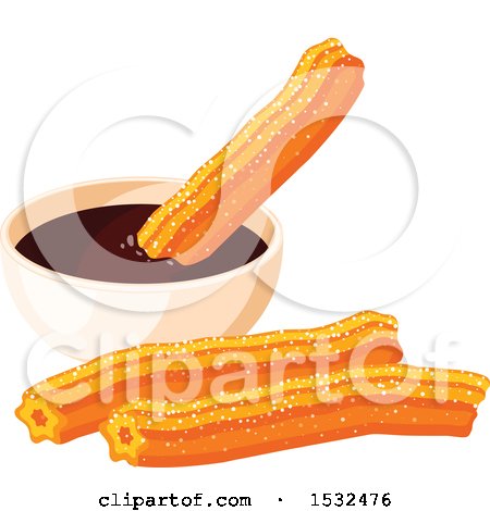 Clipart of Churros and Chocolate Sauce - Royalty Free Vector Illustration by Vector Tradition SM
