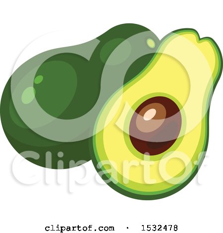 Clipart of a Halved Avocado - Royalty Free Vector Illustration by Vector Tradition SM