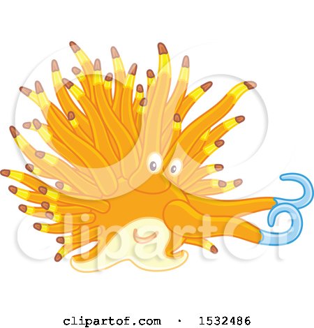 Clipart of a Yellow Brown and Orange Sea Slug Nudibranch - Royalty Free Vector Illustration by Alex Bannykh