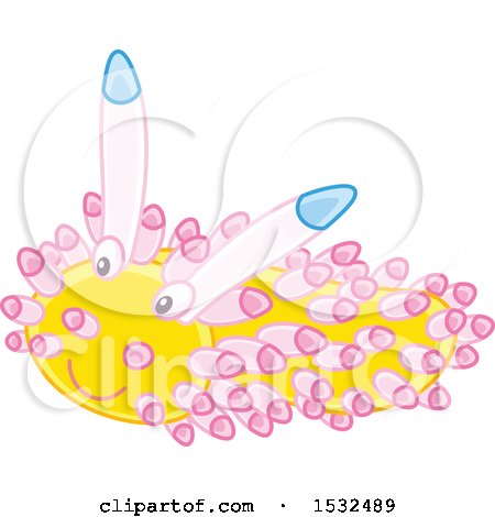 Clipart of a Pink and Yellow Nudibranch Sea Slug - Royalty Free Vector Illustration by Alex Bannykh