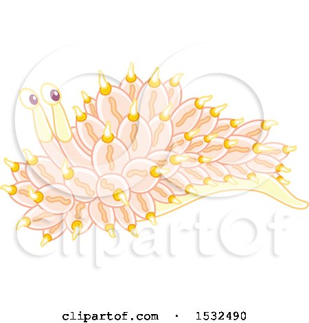 Clipart of a Pastel Yellow and Pink Sea Slug Nudibranch - Royalty Free Vector Illustration by Alex Bannykh