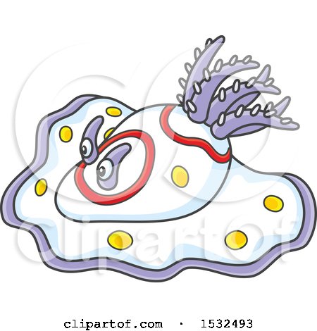 Clipart of a Purple White Red and Yellow Sea Slug Nudibranch - Royalty Free Vector Illustration by Alex Bannykh