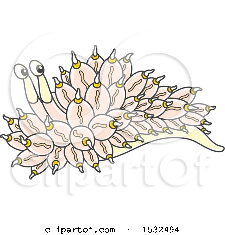 Clipart of a Pastel Yellow and Pink Nudibranch Sea Slug - Royalty Free Vector Illustration by Alex Bannykh