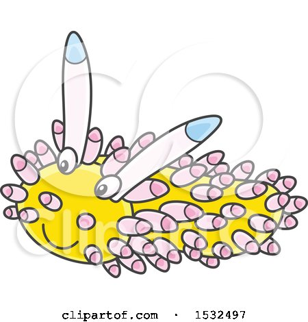 Clipart of a Pink and Yellow Sea Slug Nudibranch - Royalty Free Vector Illustration by Alex Bannykh