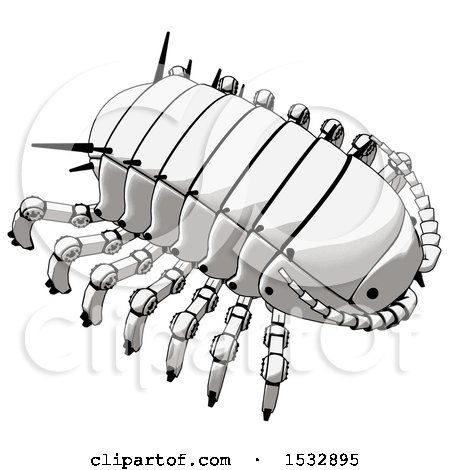 Clipart of a Pillbug Robot Foraging - Royalty Free Illustration by Leo Blanchette