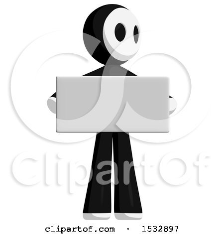 Clipart of a Maskman Protesting and Holding a Sign - Royalty Free Illustration by Leo Blanchette