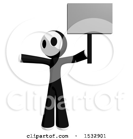 Clipart of a Maskman Protesting and Holding a Sign - Royalty Free Illustration by Leo Blanchette