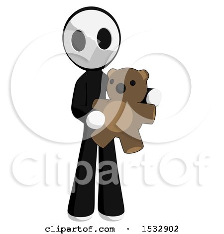 Clipart of a Maskman Holding a Teddy Bear - Royalty Free Illustration by Leo Blanchette