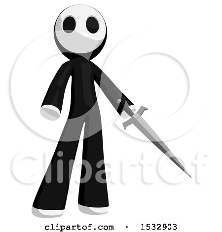 Clipart of a Maskman Stabbing Holding a Sword - Royalty Free Illustration by Leo Blanchette