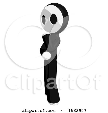 Clipart of a Maskman in Thought - Royalty Free Illustration by Leo Blanchette