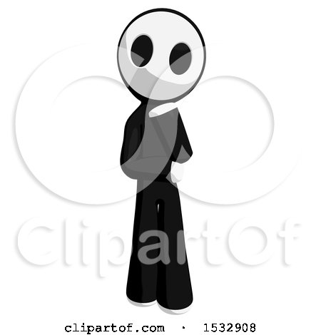 Clipart of a Maskman in Thought - Royalty Free Illustration by Leo Blanchette