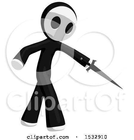 Clipart of a Maskman Stabbing with a Sword - Royalty Free Illustration by Leo Blanchette