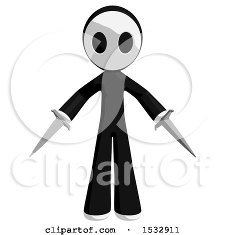 Clipart of a Maskman Holding Swords - Royalty Free Illustration by Leo Blanchette