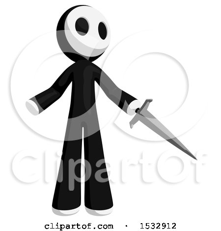 Clipart of a Maskman Stabbing Holding a Sword - Royalty Free Illustration by Leo Blanchette