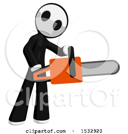 Clipart of a Maskman Holding a Chainsaw - Royalty Free Illustration by Leo Blanchette