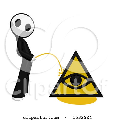 Clipart of a Maskman Pissing on an Illuminati Symbol - Royalty Free Illustration by Leo Blanchette