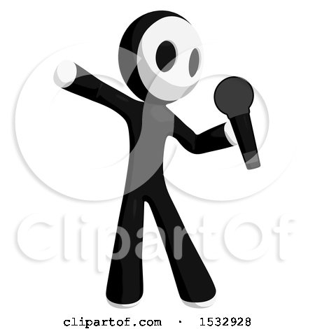 Clipart of a Maskman Talking into a Microphone - Royalty Free Illustration by Leo Blanchette
