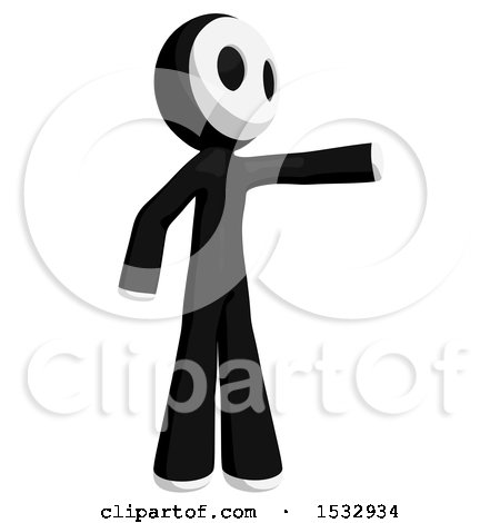 Clipart of a Maskman Pointing to the Right - Royalty Free Illustration by Leo Blanchette