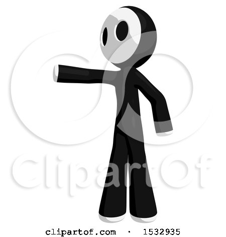 Clipart of a Maskman Pointing to the Left - Royalty Free Illustration by Leo Blanchette
