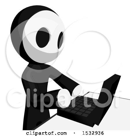 Clipart of a Maskman Hacking on a Laptop - Royalty Free Illustration by Leo Blanchette
