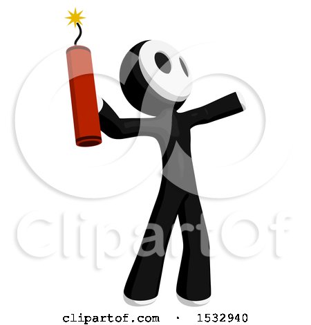 Clipart of a Maskman Holding Dynamite - Royalty Free Illustration by Leo Blanchette