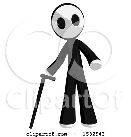 Clipart of a Maskman Using a Cane - Royalty Free Illustration by Leo Blanchette