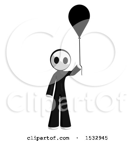 Clipart of a Maskman Holding a Balloon - Royalty Free Illustration by Leo Blanchette