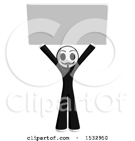 Clipart of a Little Anarchist Holding up a Blank Sign - Royalty Free Illustration by Leo Blanchette