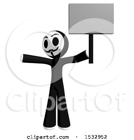 Clipart of a Little Anarchist Protesting and Holding a Blank Sign - Royalty Free Illustration by Leo Blanchette
