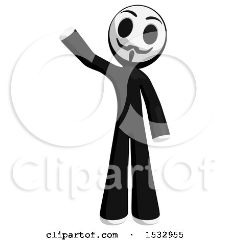Clipart of a Little Anarchist Waving - Royalty Free Illustration by Leo Blanchette