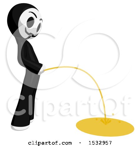 Clipart of a Little Anarchist Pissing - Royalty Free Illustration by Leo Blanchette