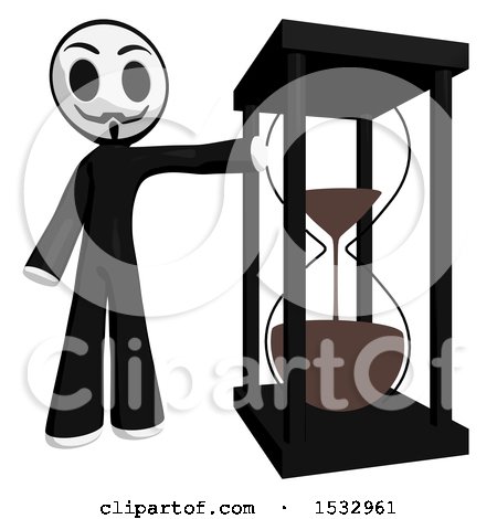 Clipart of a Little Anarchist with a Giant Hourglass - Royalty Free Illustration by Leo Blanchette